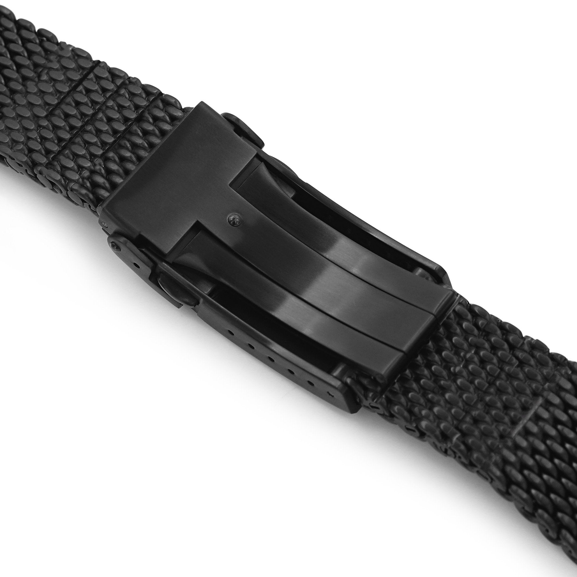 20mm 22mm Solid End Massy Mesh Band Stainless Steel Watch Bracelet V-Clasp PVD Black Strapcode Watch Bands