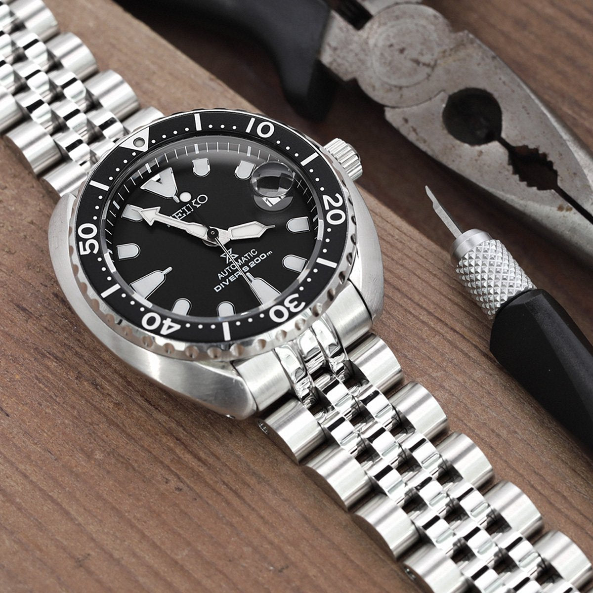 Seiko Mini-Turtle Prospex Automatic Dive Watch with Black Dial SRPC35K1 Strapcode Watch Bands