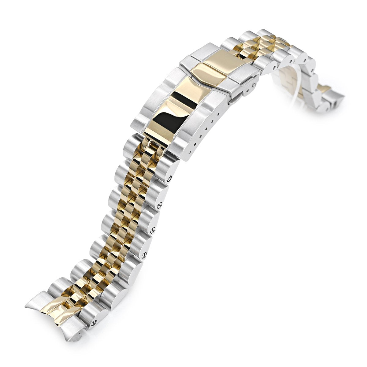 20mm Angus-J Louis 316L Stainless Steel Watch Bracelet for Seiko Mechanical Automatic SARB033 Two Tone IP Gold SUB Clasp Strapcode Watch Bands