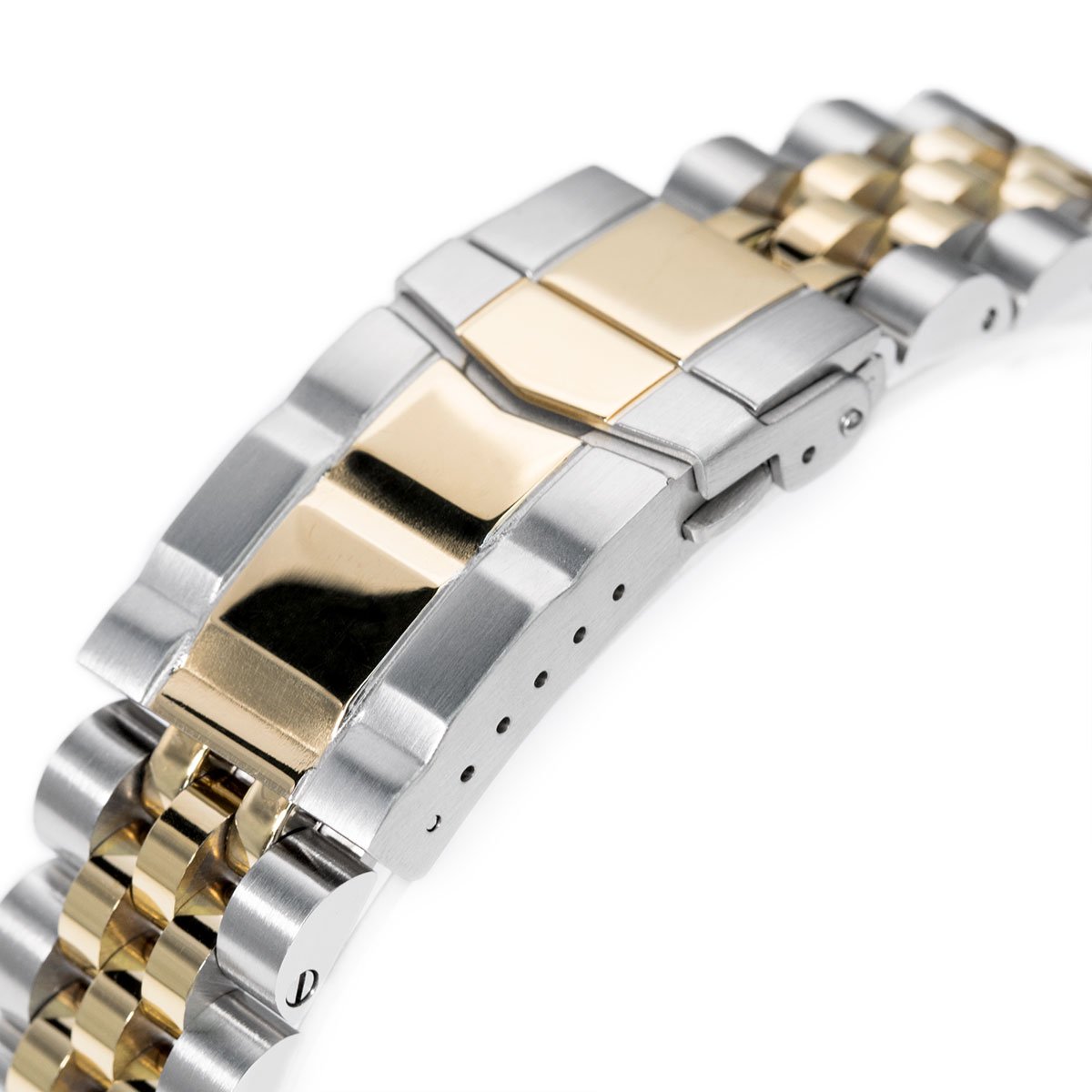 20mm Angus-J Louis 316L Stainless Steel Watch Bracelet for Seiko Mechanical Automatic SARB033 Two Tone IP Gold SUB Clasp Strapcode Watch Bands