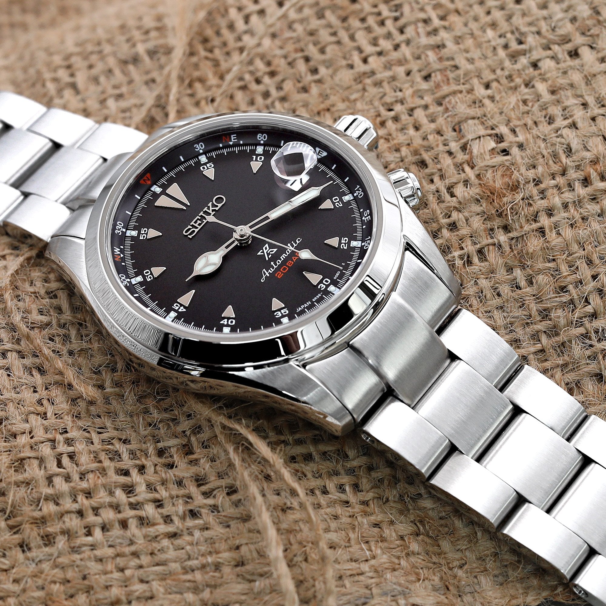 Seiko Black Alpinist SPB117 Automatic Watch Strapcode Watch Bands