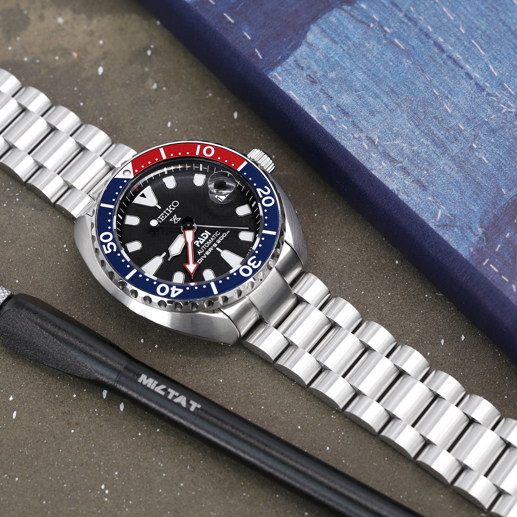 Seiko Mod Mini Turtle SRPC35 Curved End Endmill Bracelet Strapcode