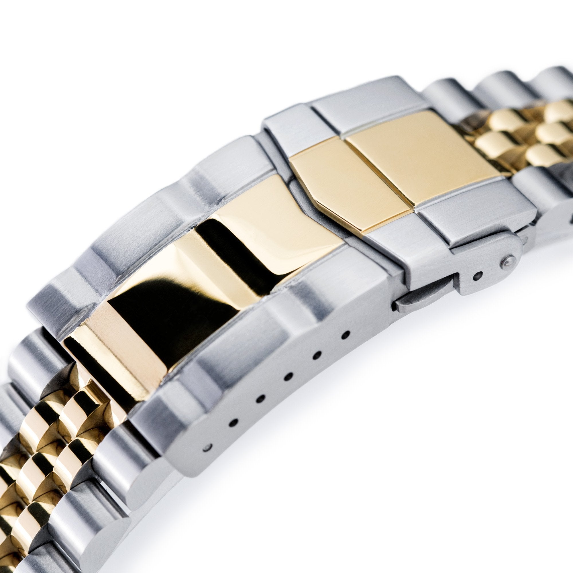 22mm Super-J Louis JUB 316L Stainless Steel Watch Bracelet for Seiko New Turtles SRP777, Two Tone IP Gold SUB Clasp Strapcode Watch Bands