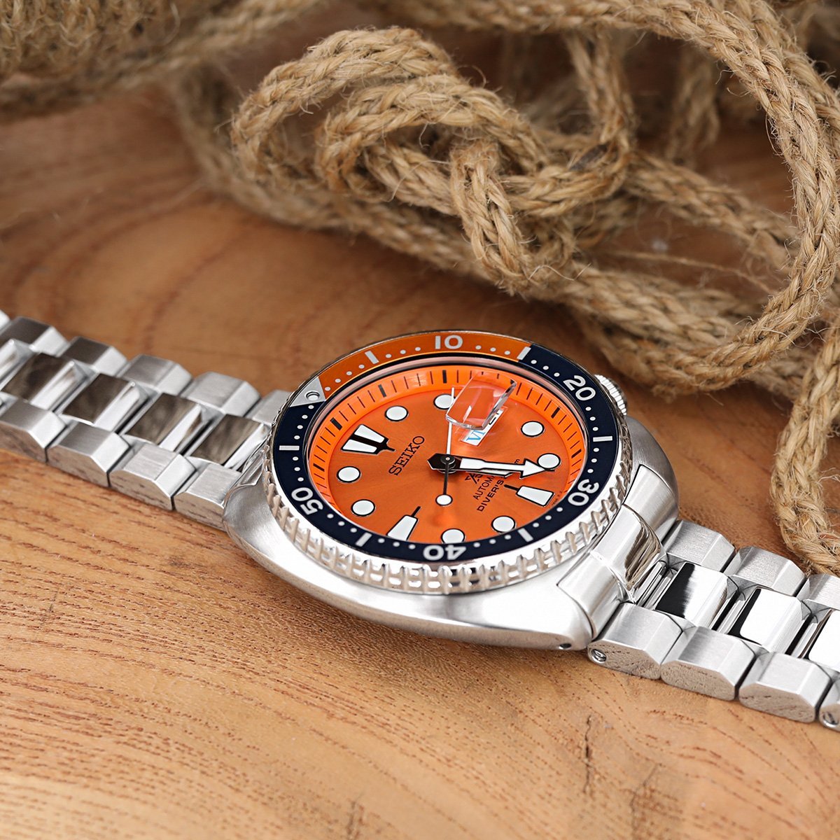 Seiko Prospex SRPC95K1 Divers Watch Limited Edition Orange New Turtle 200m Strapcode Watch Bands