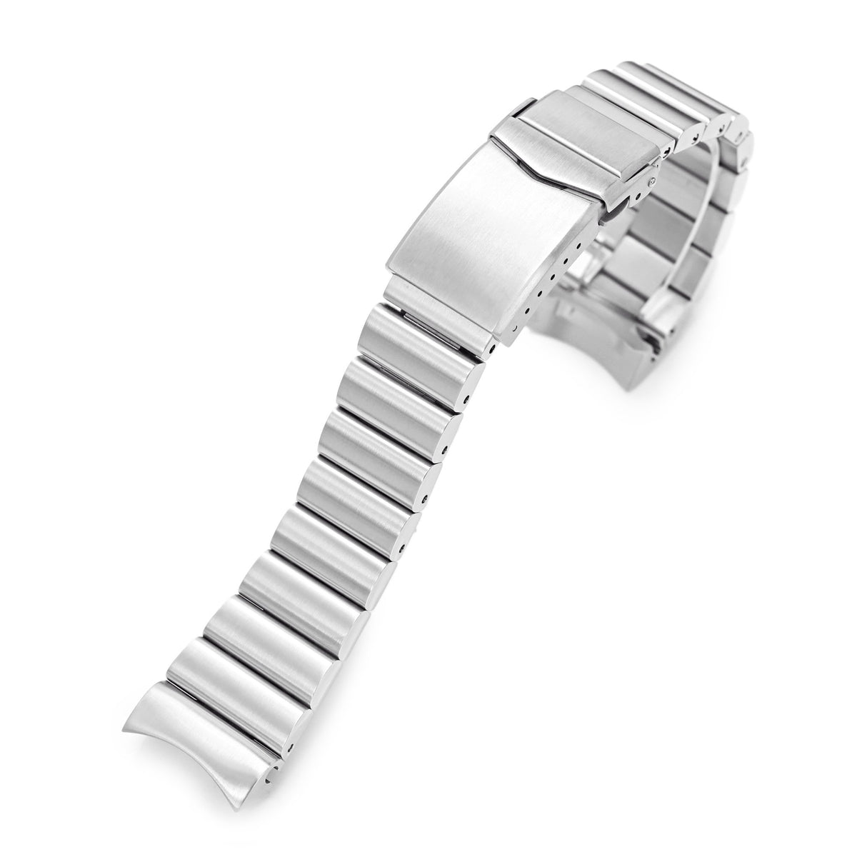 22mm Bandoleer 316L Stainless Steel Watch Bracelet for Seiko 5 Brushed V-Clasp Strapcode Watch Bands