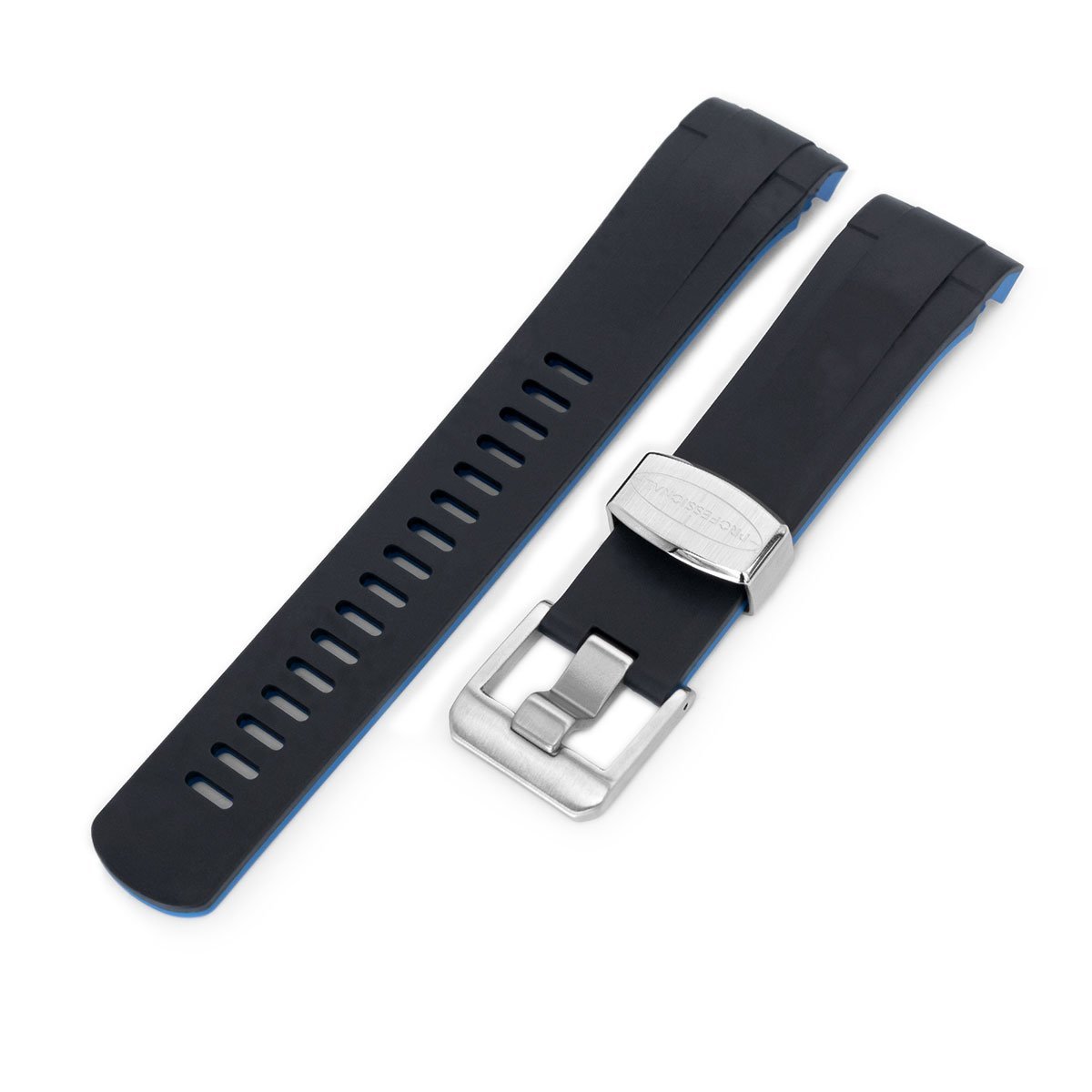 22mm Crafter Blue Dual Color Black Blue Rubber Curved Lug Watch Strap for TUD BB M79230 Strapcode Watch Bands