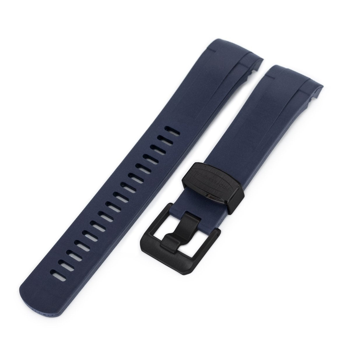 22mm Crafter Blue Dark Blue Rubber Curved Lug Watch Strap for TUD BB M79230 PVD Black Buckle Strapcode Watch Bands