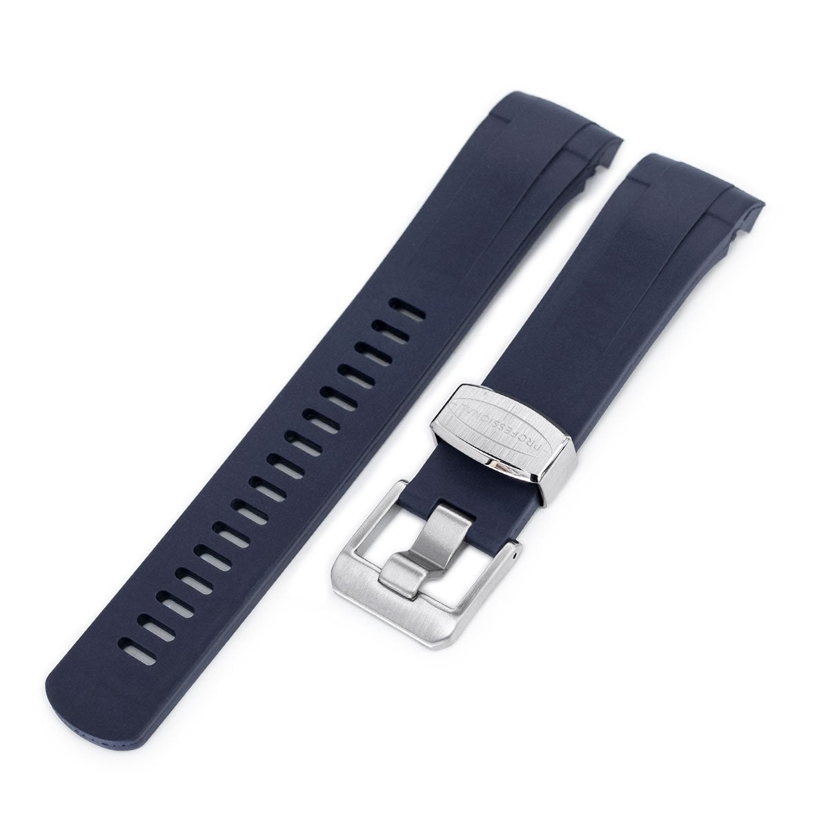 22mm Crafter Blue Dark Blue Rubber Curved Lug Watch Strap for TUD BB M79230 Strapcode Watch Bands