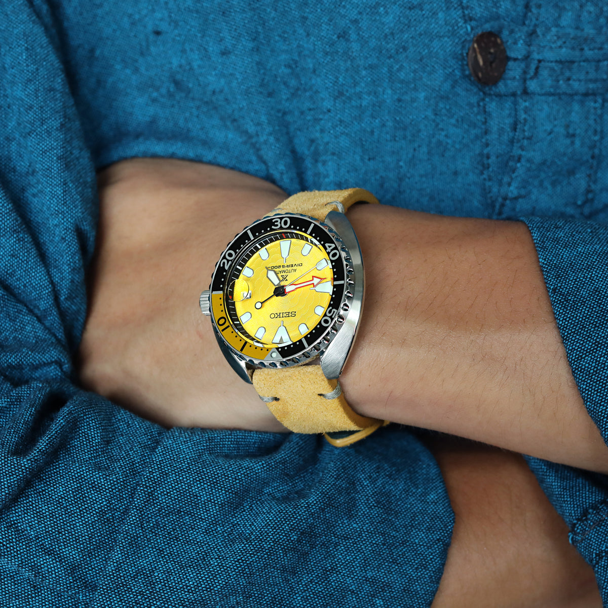 Khaki Quick Release Italian Suede Leather Watch Strap