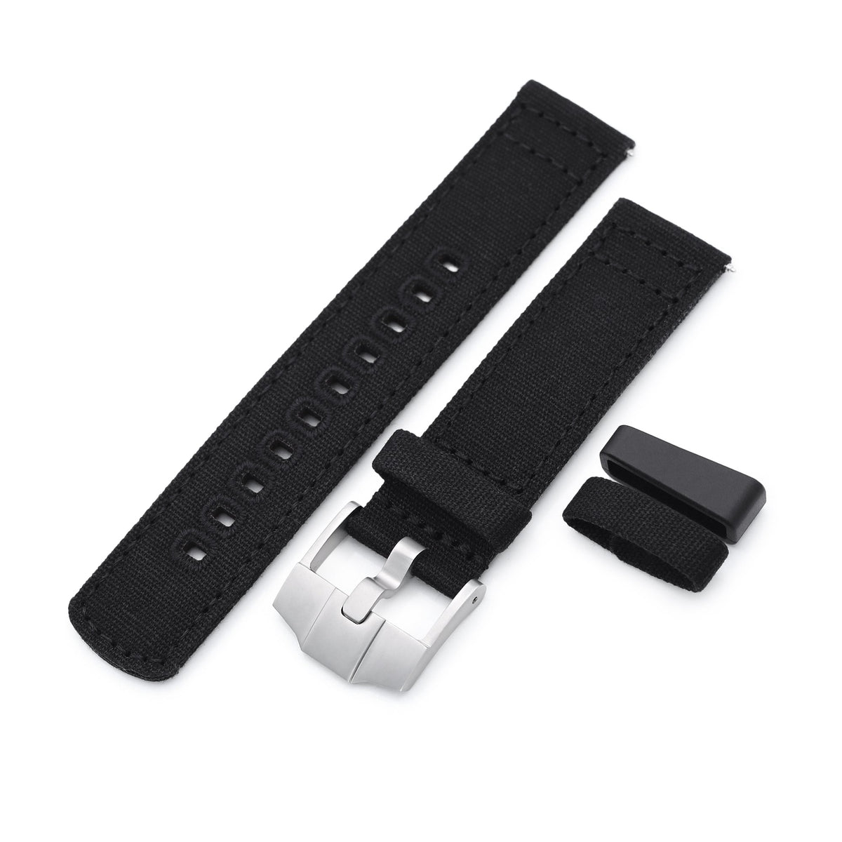 Black Quick Release Canvas Watch Strap 22mm or 20mm Strapcode Watch Bands