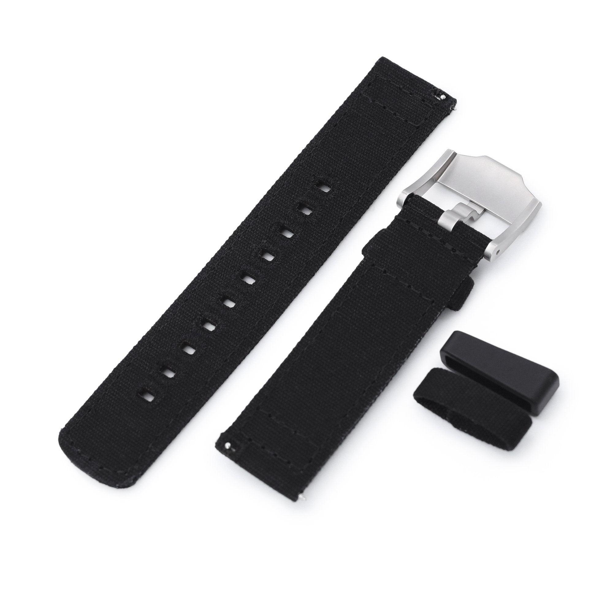 Black Quick Release Canvas Watch Strap 22mm or 20mm Strapcode Watch Bands