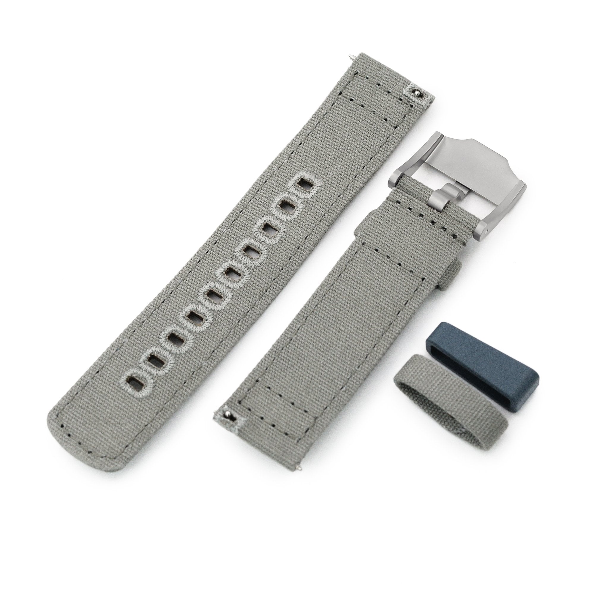 Khaki Green Quick Release Canvas Watch Strap 22mm or 20mm Strapcode Watch Bands