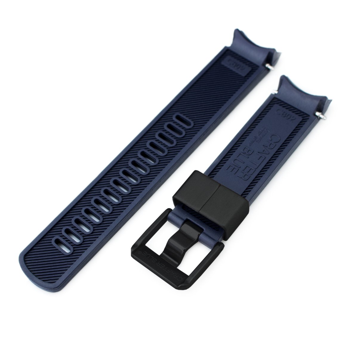 20mm Crafter Blue Navy Blue Rubber Curved Lug Watch Band for Seiko Sumo SBDC001 PVD Black Buckle Strapcode Watch Bands