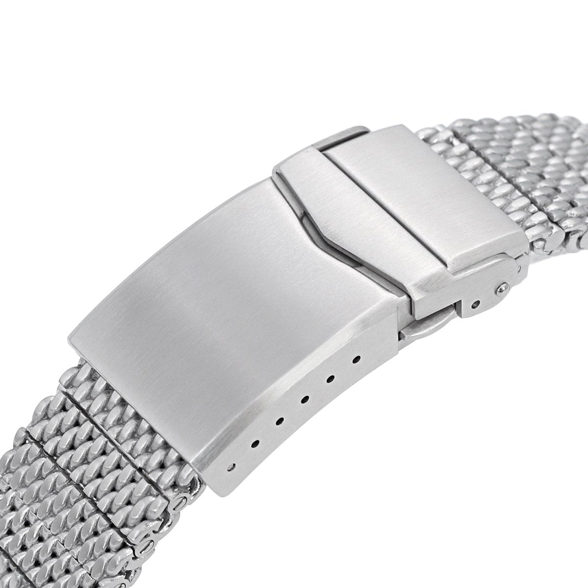 Curved End Massy Mesh Watch Band for Seiko 5 - 5S V-Clasp Brushed Strapcode Watch Bands