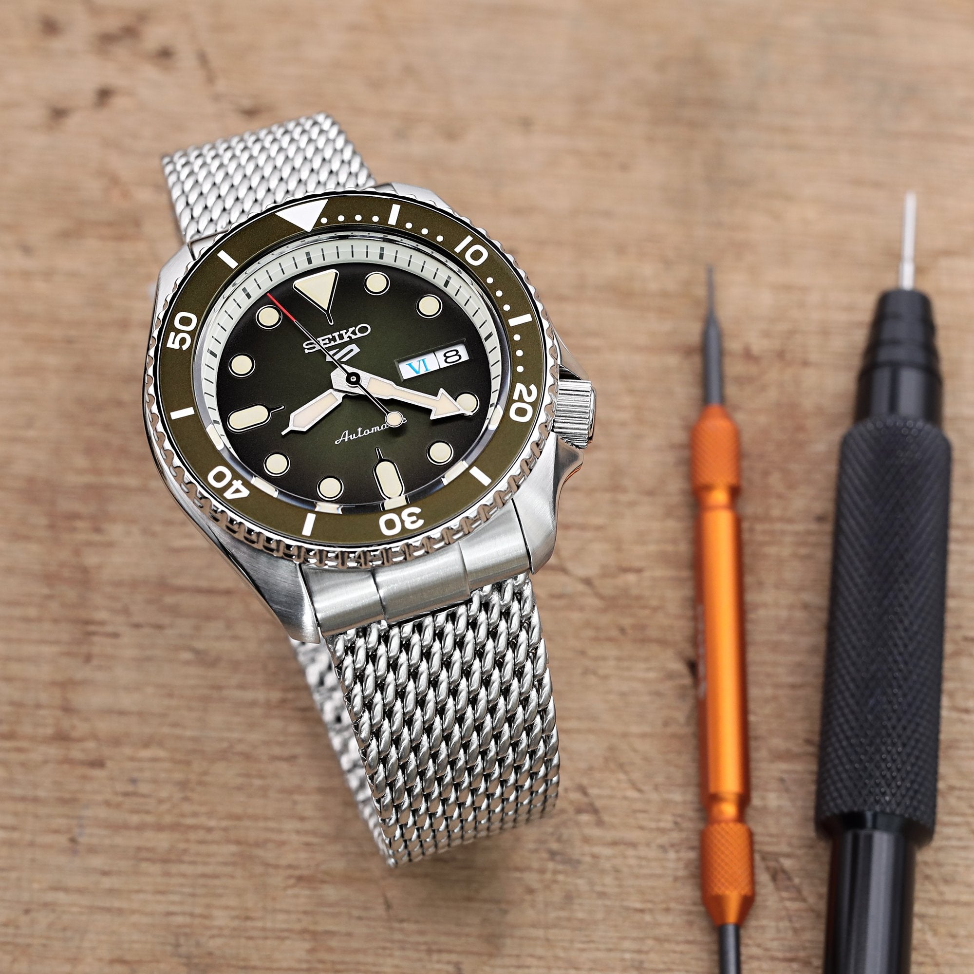 Curved Endlink Massy Mesh Watch Bands for Seiko Mod Strapcode