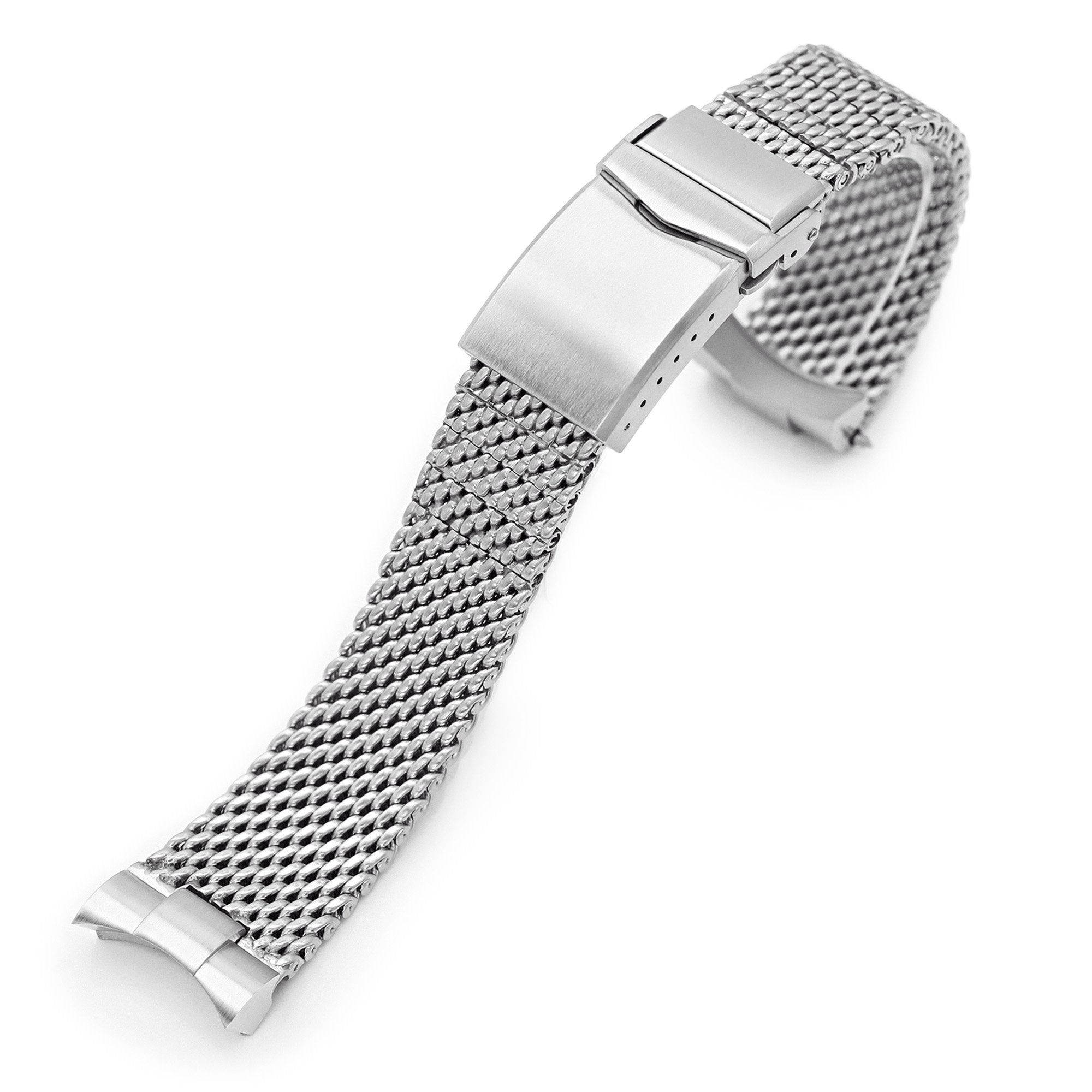 Curved End Massy Mesh Watch Band for TUD BB 79230 V-Clasp Brushed Strapcode Watch Bands