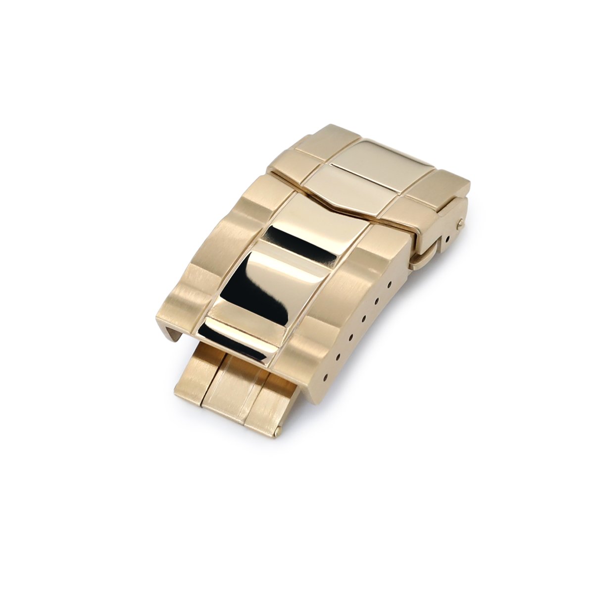 18mm or 20mm Solid 316L Stainless Steel Double Locks SUB Diver Clasp Button Control Brushed & Polished IP Gold Strapcode Buckles