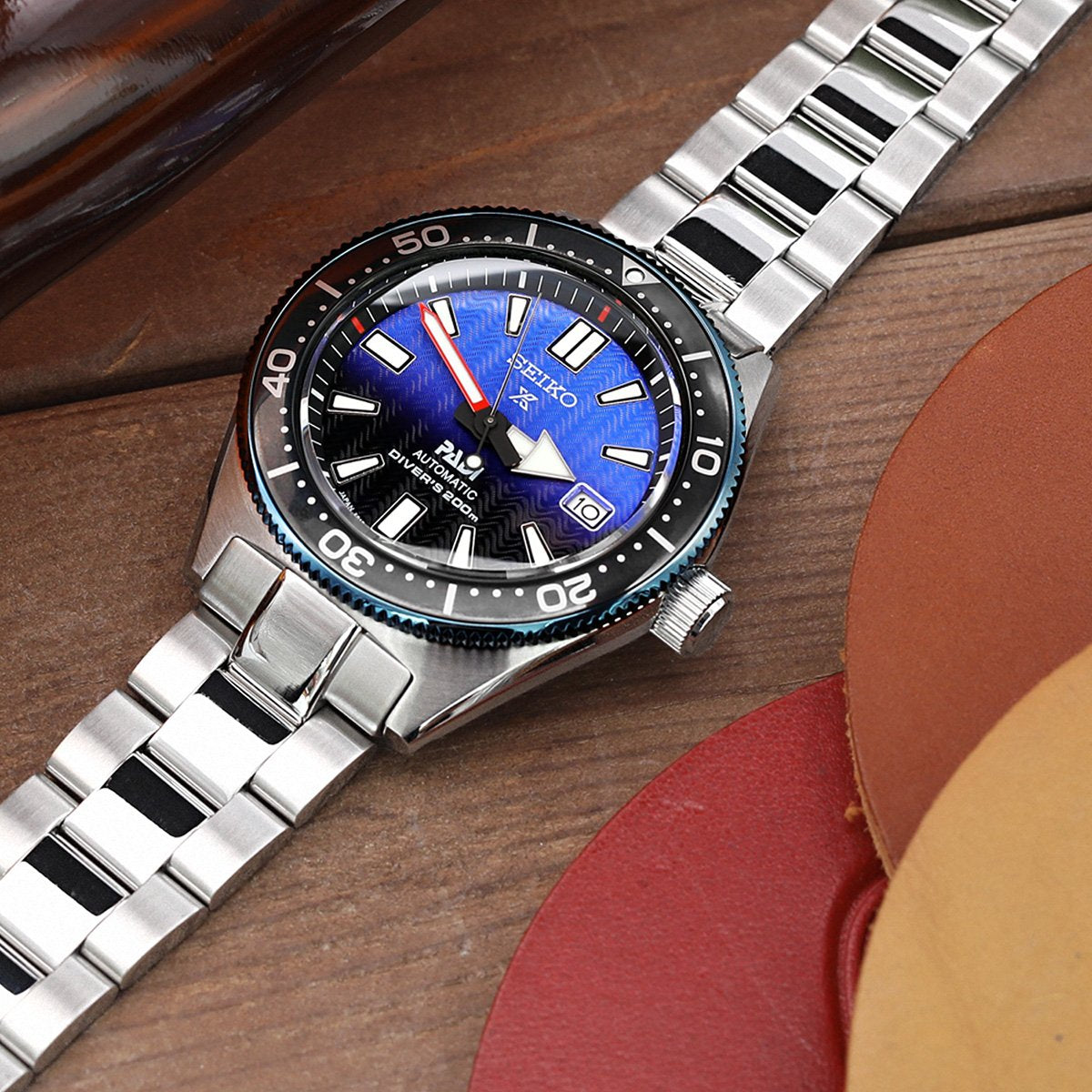 20mm Super-O Boyer 316L Stainless Steel Watch Band for Seiko SBDC053 aka modern 62MAS, Brushed and Polished V-Clasp Strapcode Watch Bands