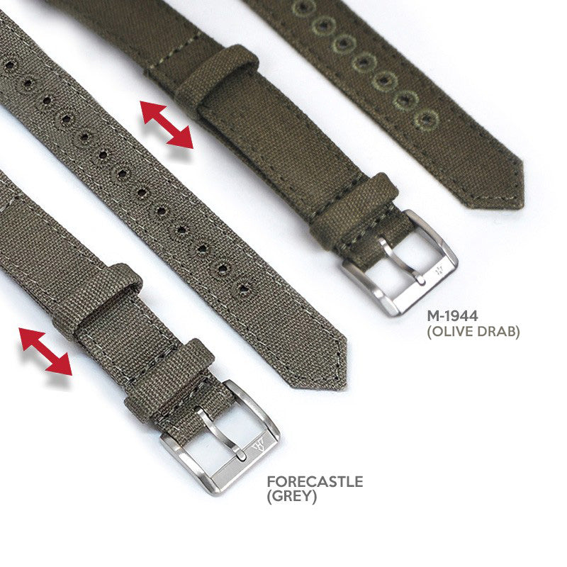 Grey Forecastle 16mm Canvas NATO Watch Strap by HAVESTON Straps, Brushed Strapcode Watch Bands