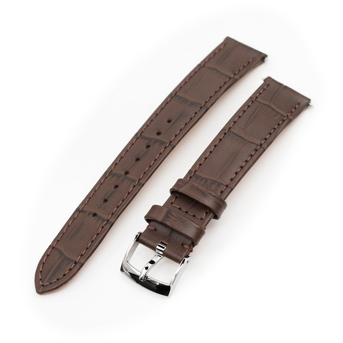 17mm Brown CrocoCalf (Italian Croco Grain) Flat Watch Band Strapcode Watch Bands