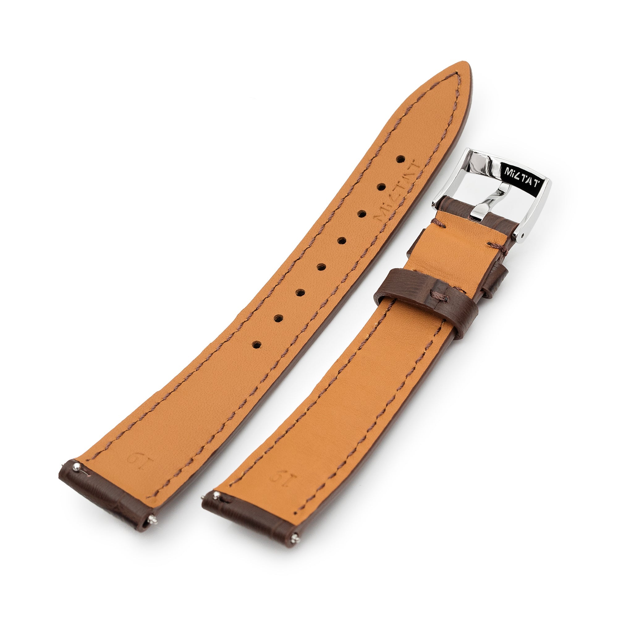Q.R. 18mm or 19mm Brown CrocoCalf (Italian Croco Grain) Watch Band Strapcode Watch Bands