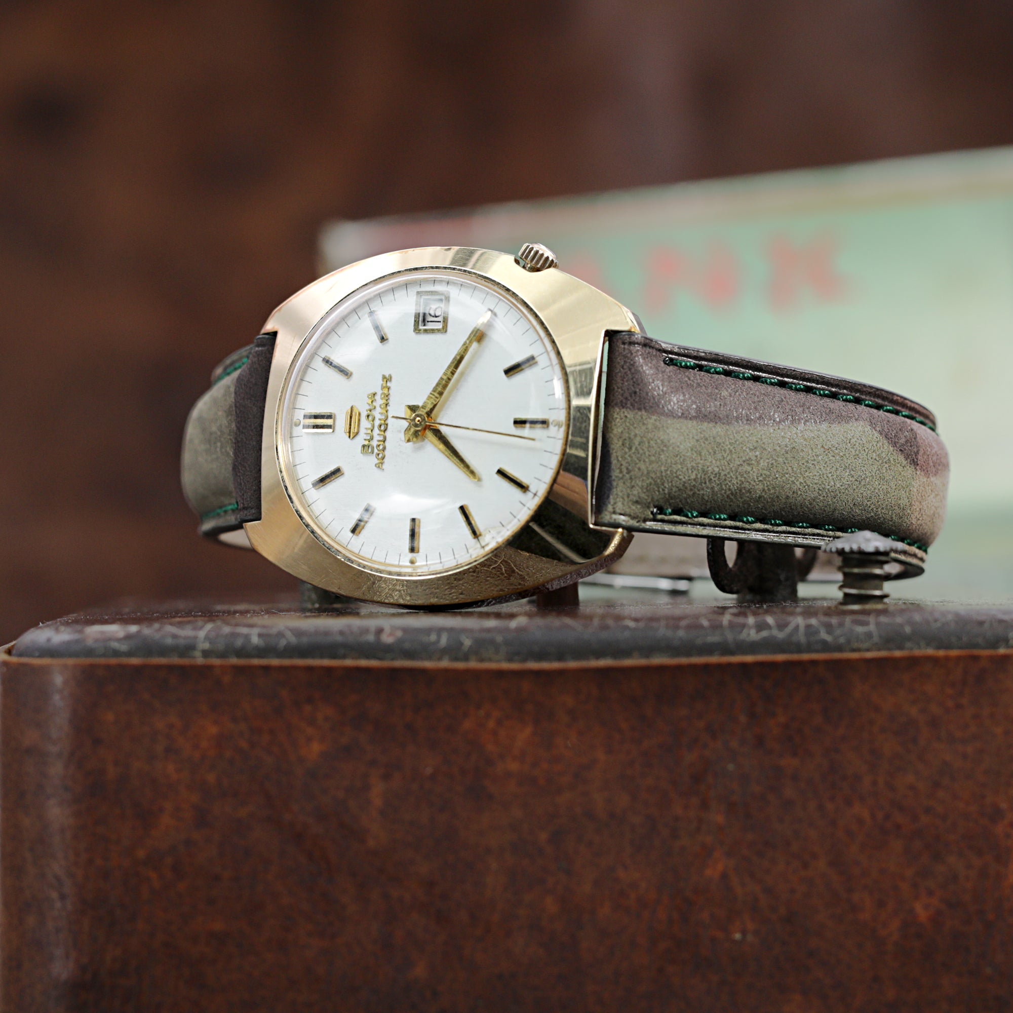 Schnellverschluss, italienisches Leder-Uhrenarmband mit Waldtarnmuster, von 19 mm bis 22 mm 