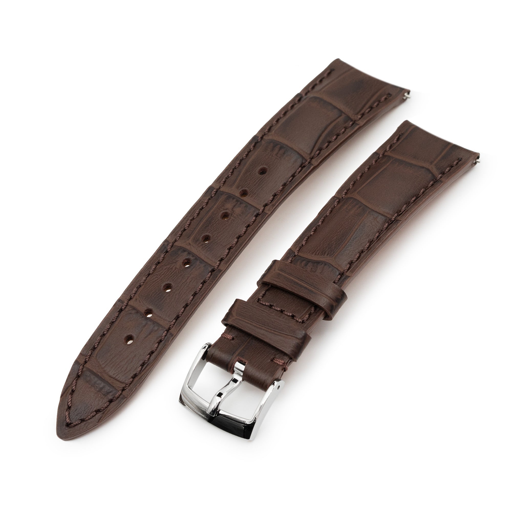 Q.R. 20mm Brown CrocoCalf (Italian Croco Grain) , Semi-curved Watch Band Strapcode Watch Bands