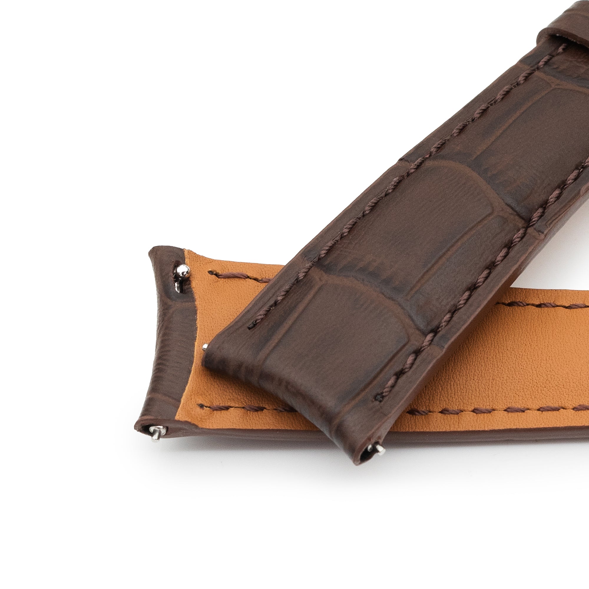 Q.R. 20mm Brown CrocoCalf (Italian Croco Grain) , Semi-curved Watch Band Strapcode Watch Bands