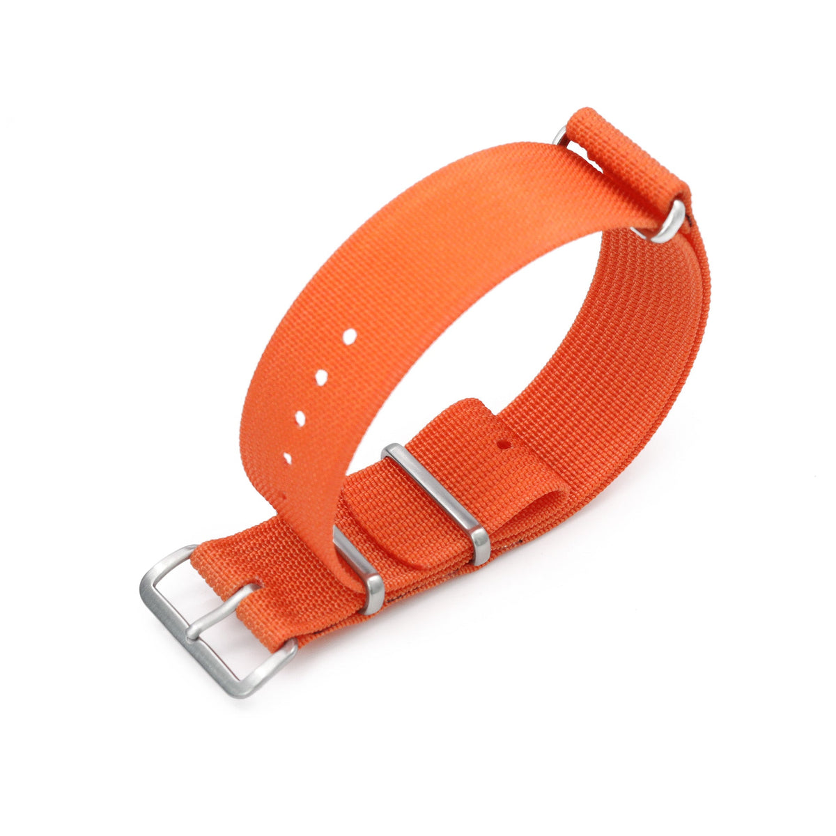 20mm or 22mm Ribbed Nylon Nato Watch Strap Brushed Buckle, Orange Strapcode Watch Bands
