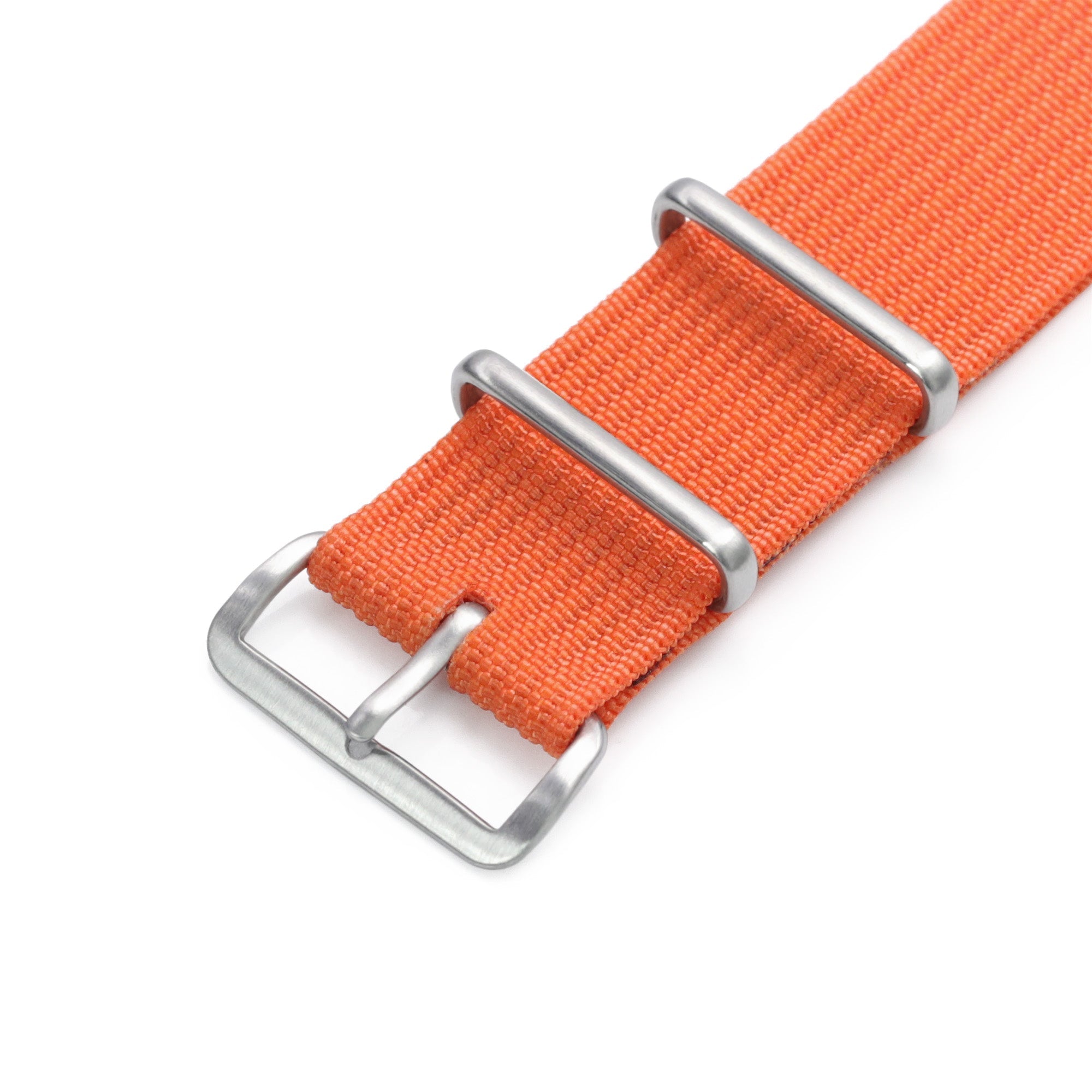 20mm or 22mm Ribbed Nylon Nato Watch Strap Brushed Buckle, Orange Strapcode Watch Bands