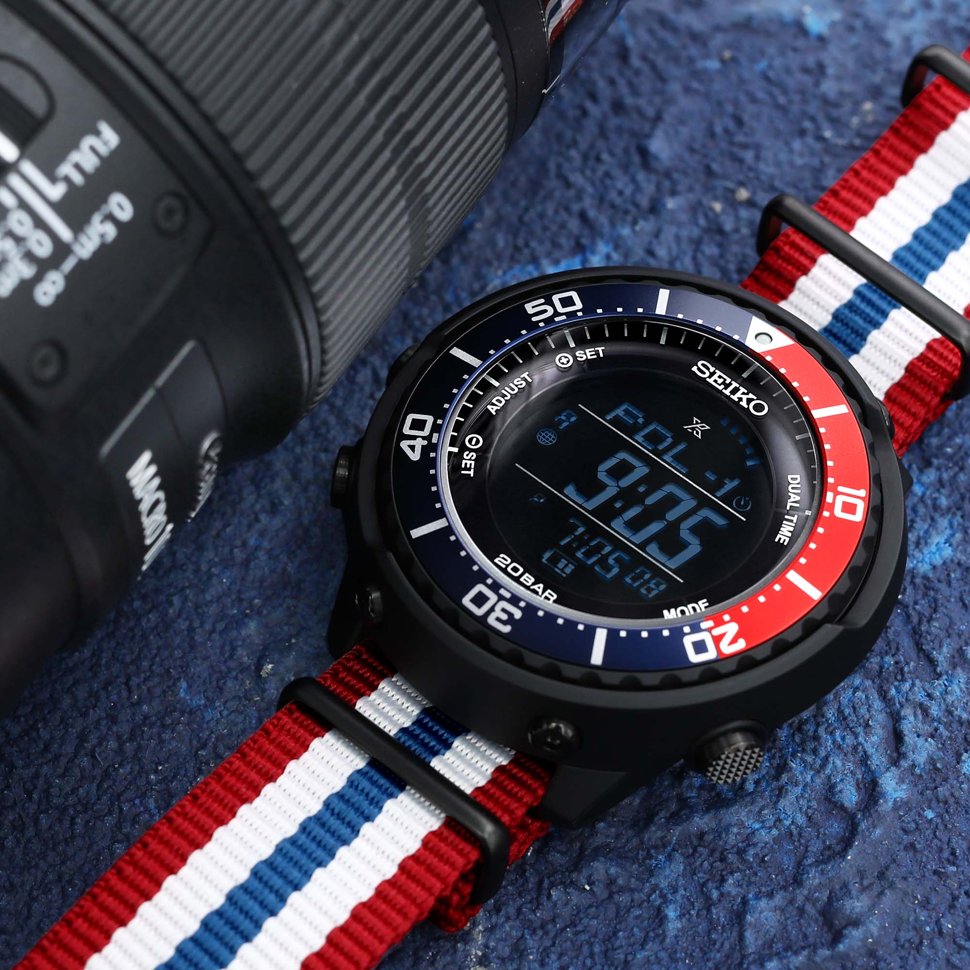 MiLTAT 20mm 21mm or 22mm G10 NATO Military Watch Strap Ballistic Nylon Armband PVD Black Red White & Blue Strapcode Watch Bands
