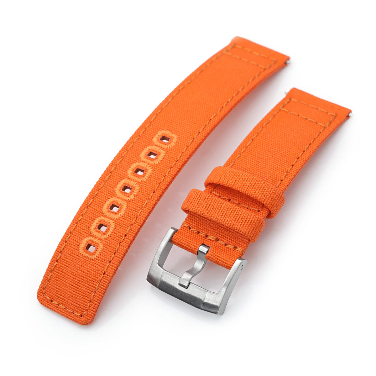 Straight Quick Release Canvas Watch Strap in Orange, 20mm or 22mm Strapcode Watch Bands