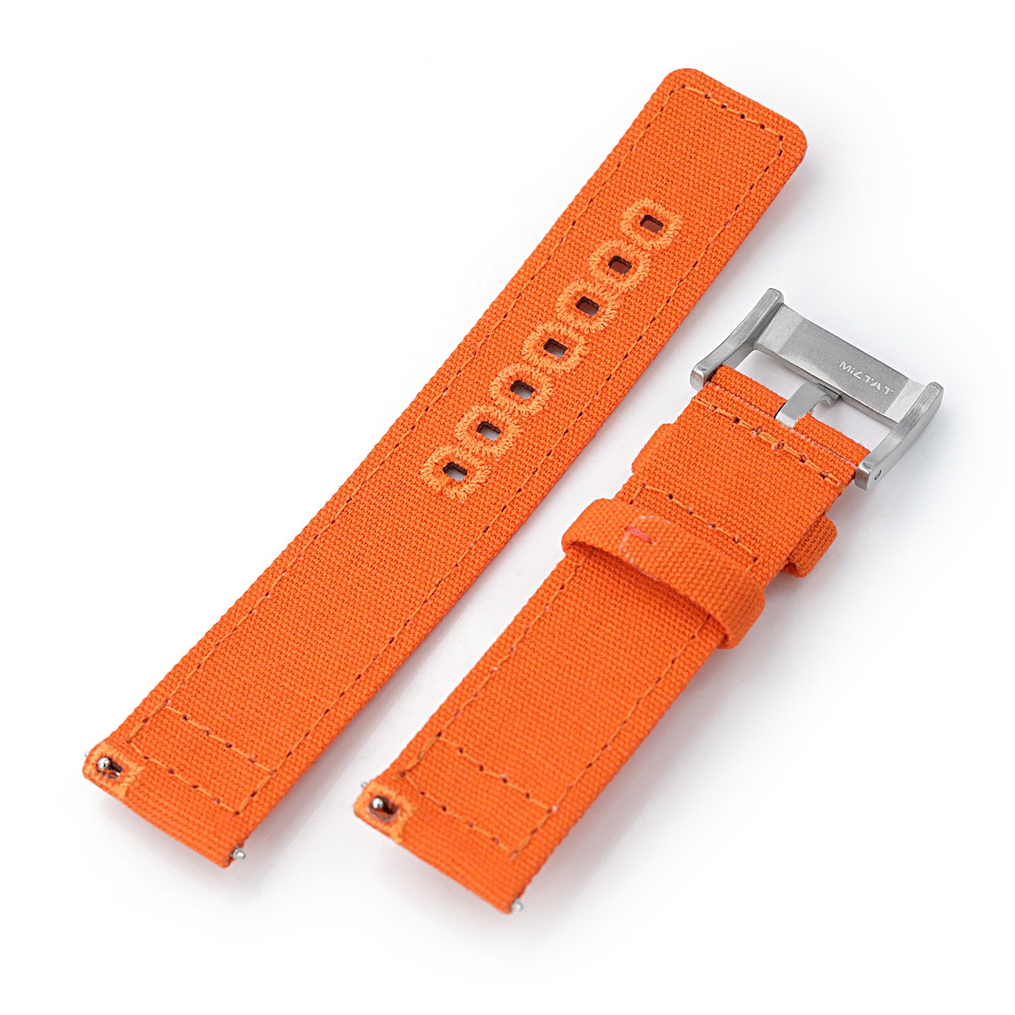 Straight Quick Release Canvas Watch Strap in Orange, 20mm or 22mm Strapcode Watch Bands