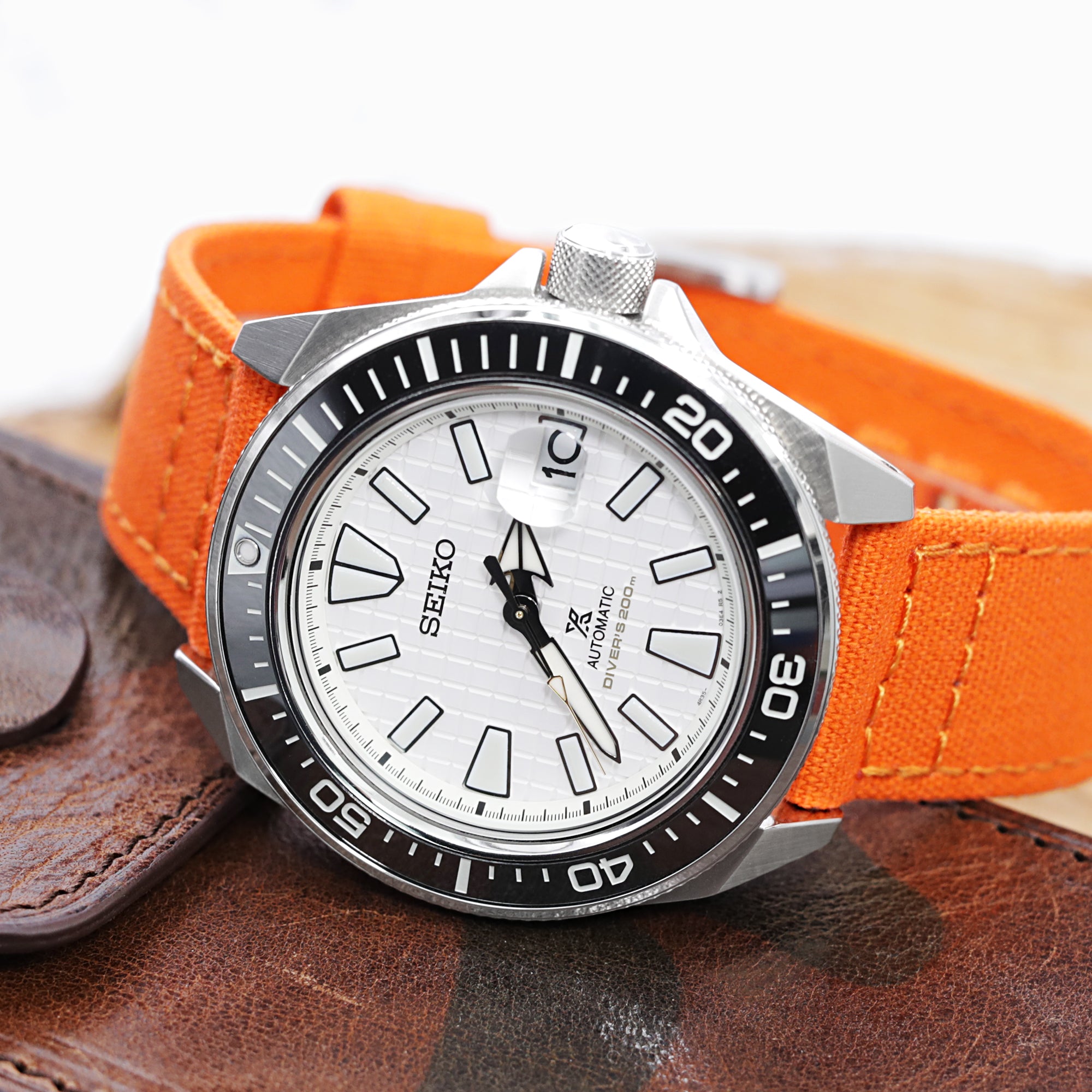 Straight Quick Release Canvas Watch Strap in Orange, 20mm or 22mm