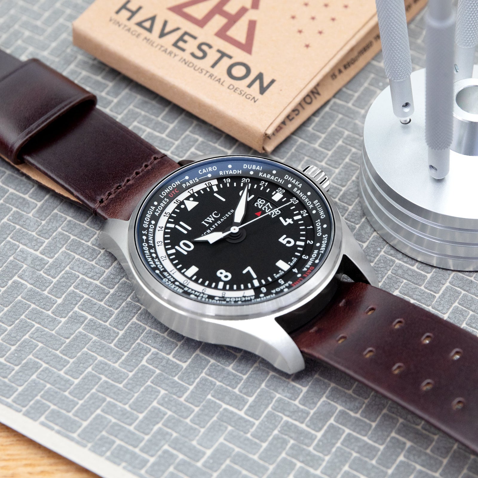 本当に信頼出来る店 THE M-1907 Seal Brown Leather Watch Band HAVESTON Straps 男性用
