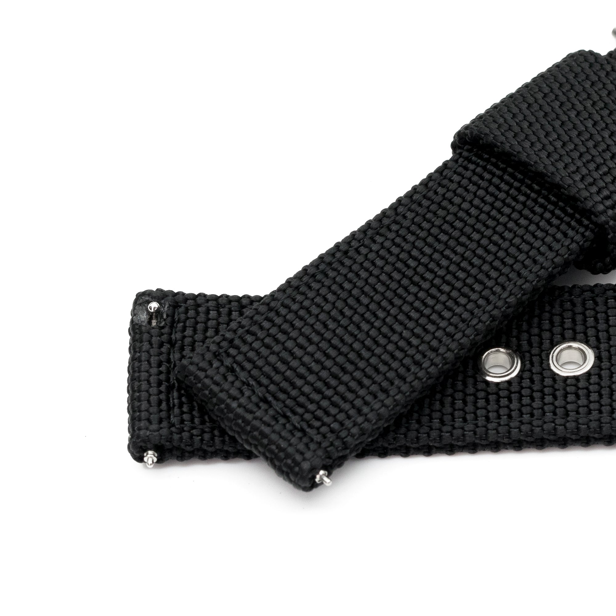 Black Premium Nylon Weaved Quick Release Watch Band Eyelet | Strapcode