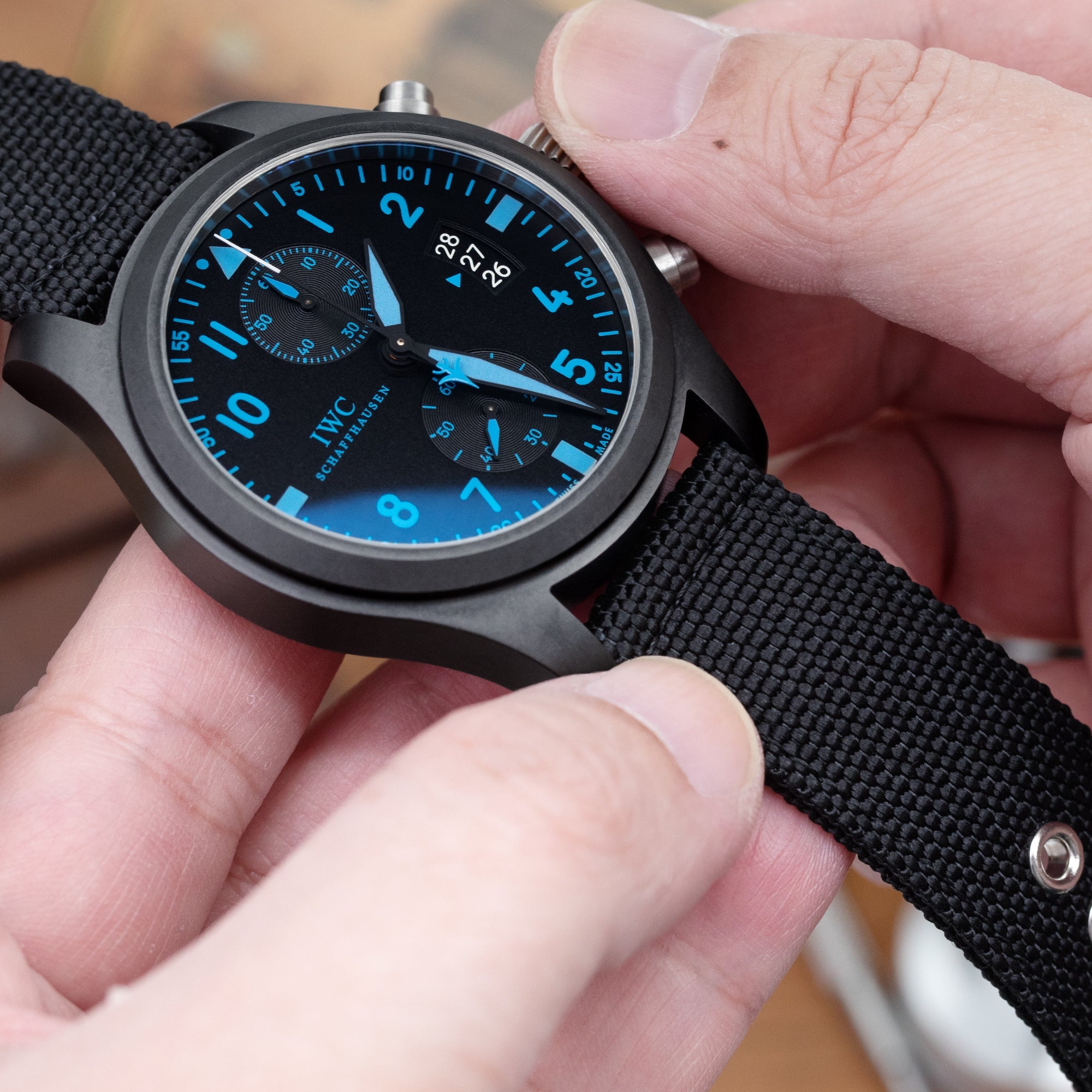 Black Premium Nylon Weaved Quick Release Watch Band Eyelet | Strapcode