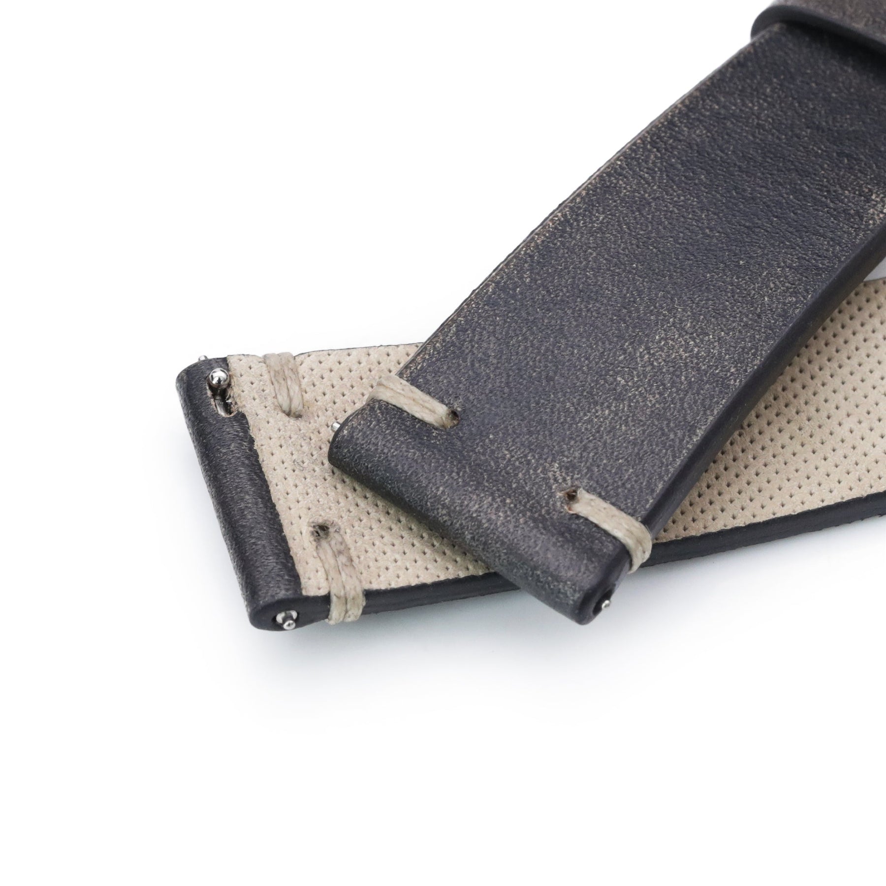 Q.R. 22mm Black Italian Handmade Leather Watch Strap | Strapcode