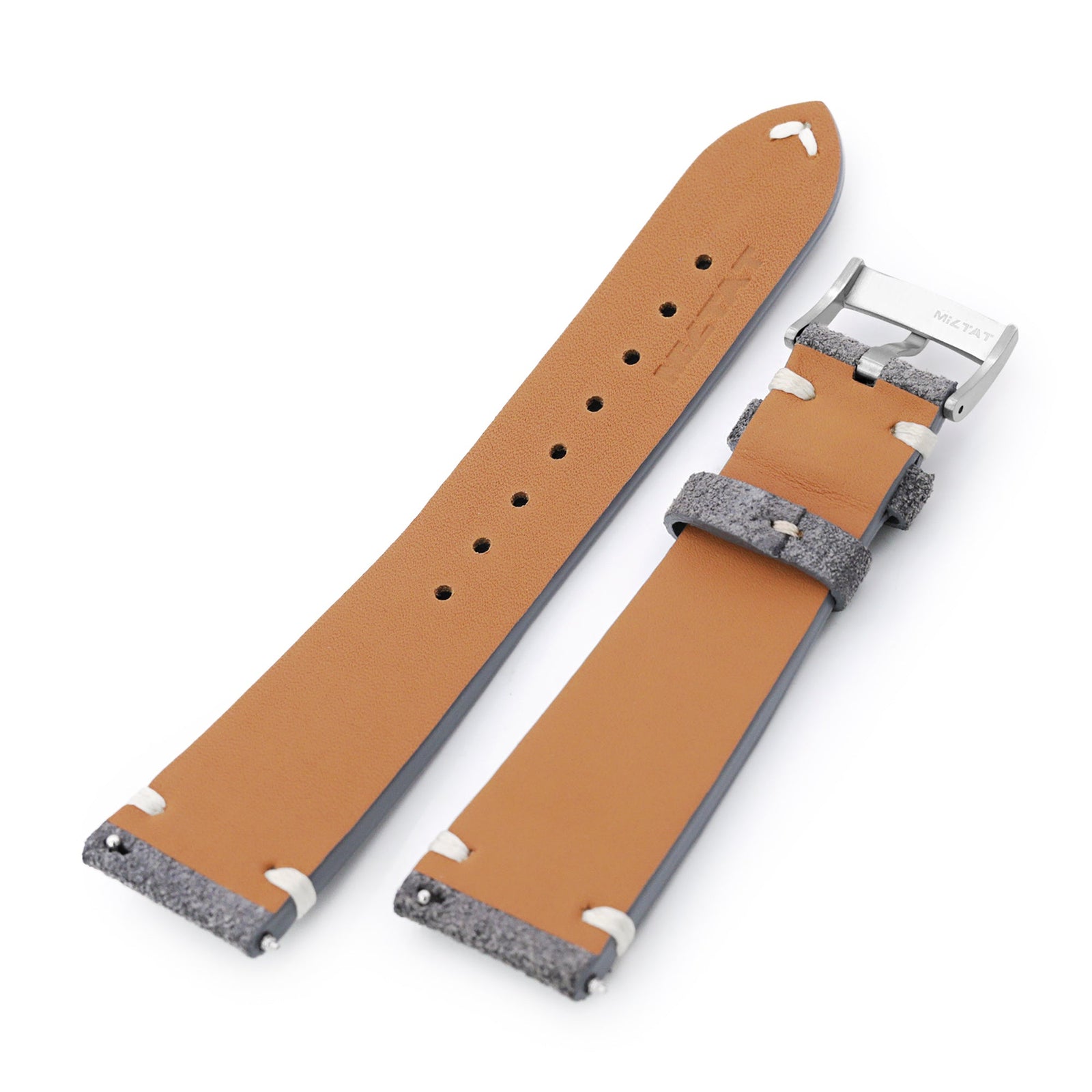 Q.R. Grey Suede watch strap 19mm - 22mm Leather Watch Band