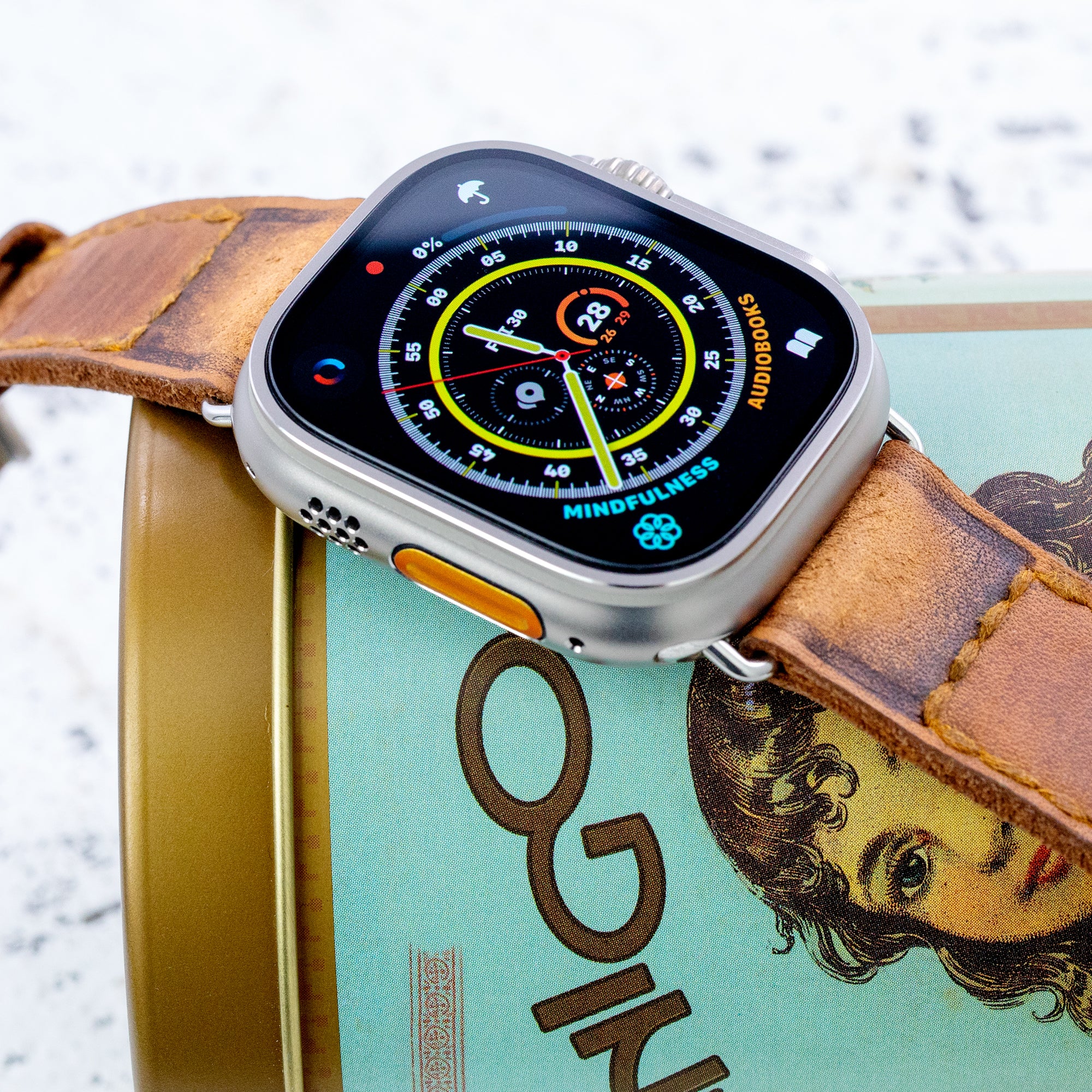 Solrig ganske enkelt Forsendelse 24mm Brown Handmade Apple watch 4, Quick Release Leather Watch Bands -  Strapcode