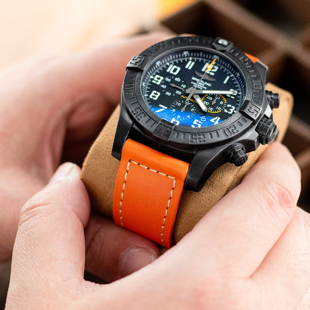 Orange French Barenia Leather PAM Watch Strap for Panerai Strapcode