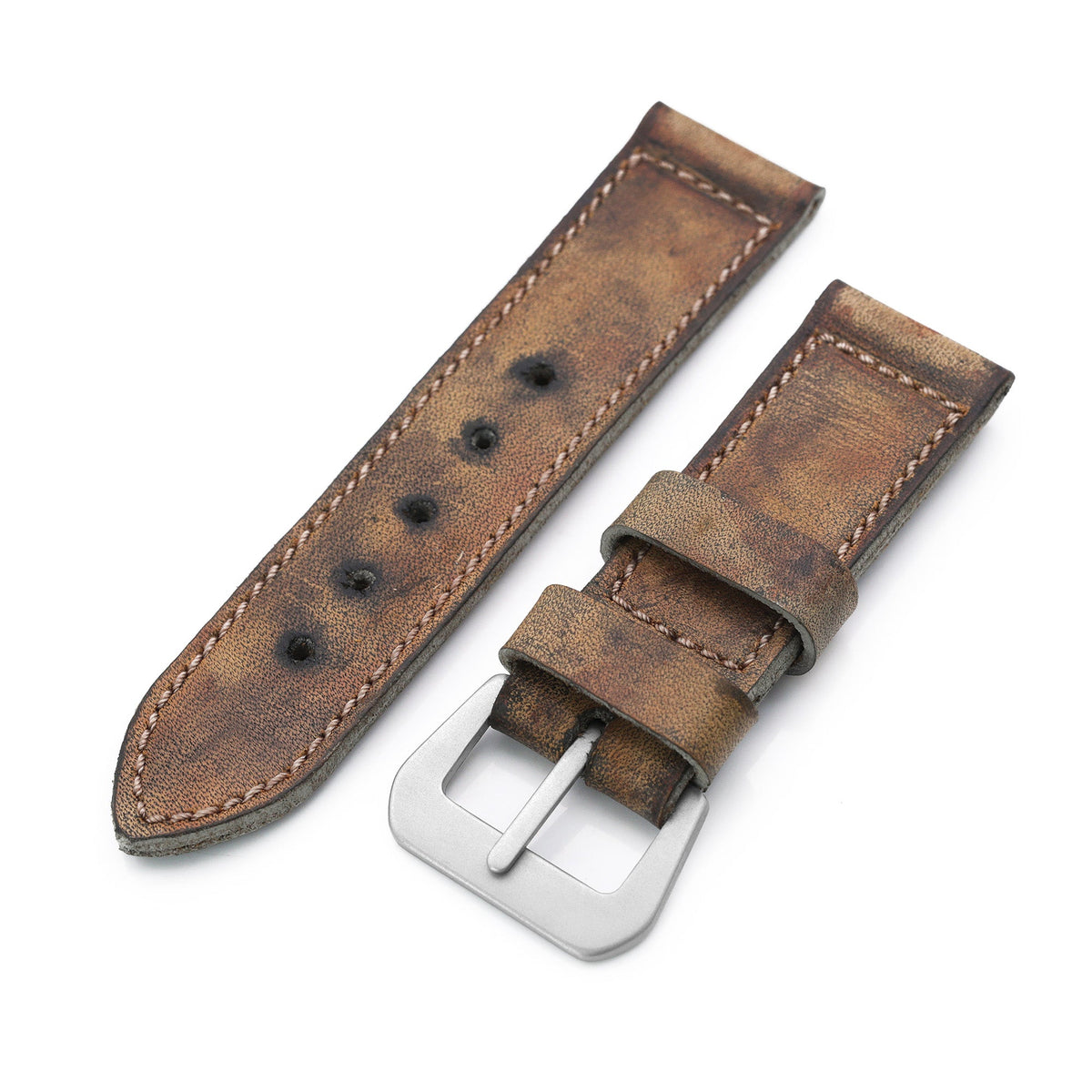 26mm Gunny X MT MISSION IMPOSSIBLE MI project Vintage Brown Leather Watch Strap Strapcode Watch Bands