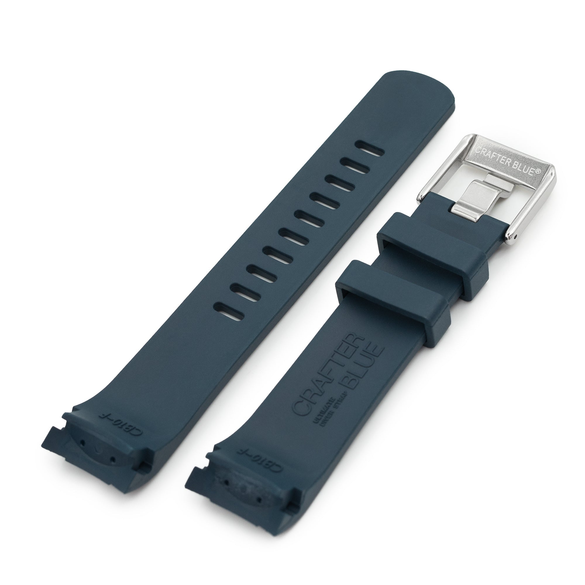 22mm Crafter Blue - CB10-F Blue FKM Rubber Curved Lug Watch Band for Seiko SKX007 Strapcode Watch Bands