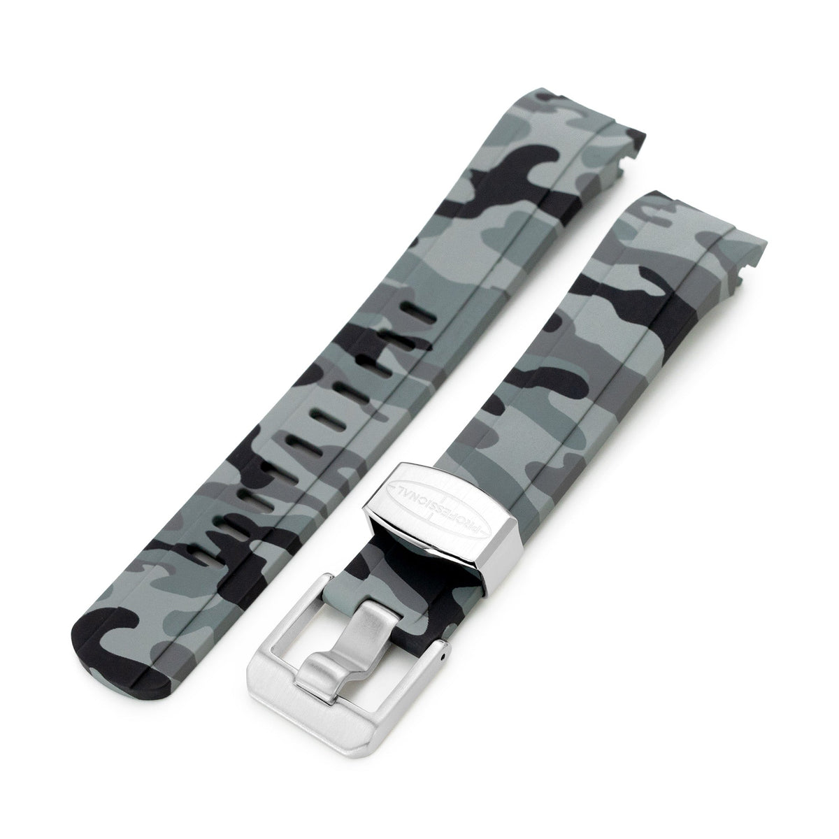22mm Crafter Blue - CB10 Navy Camouflage Rubber Curved Lug Watch Band for Seiko 5 Strapcode Watch Bands