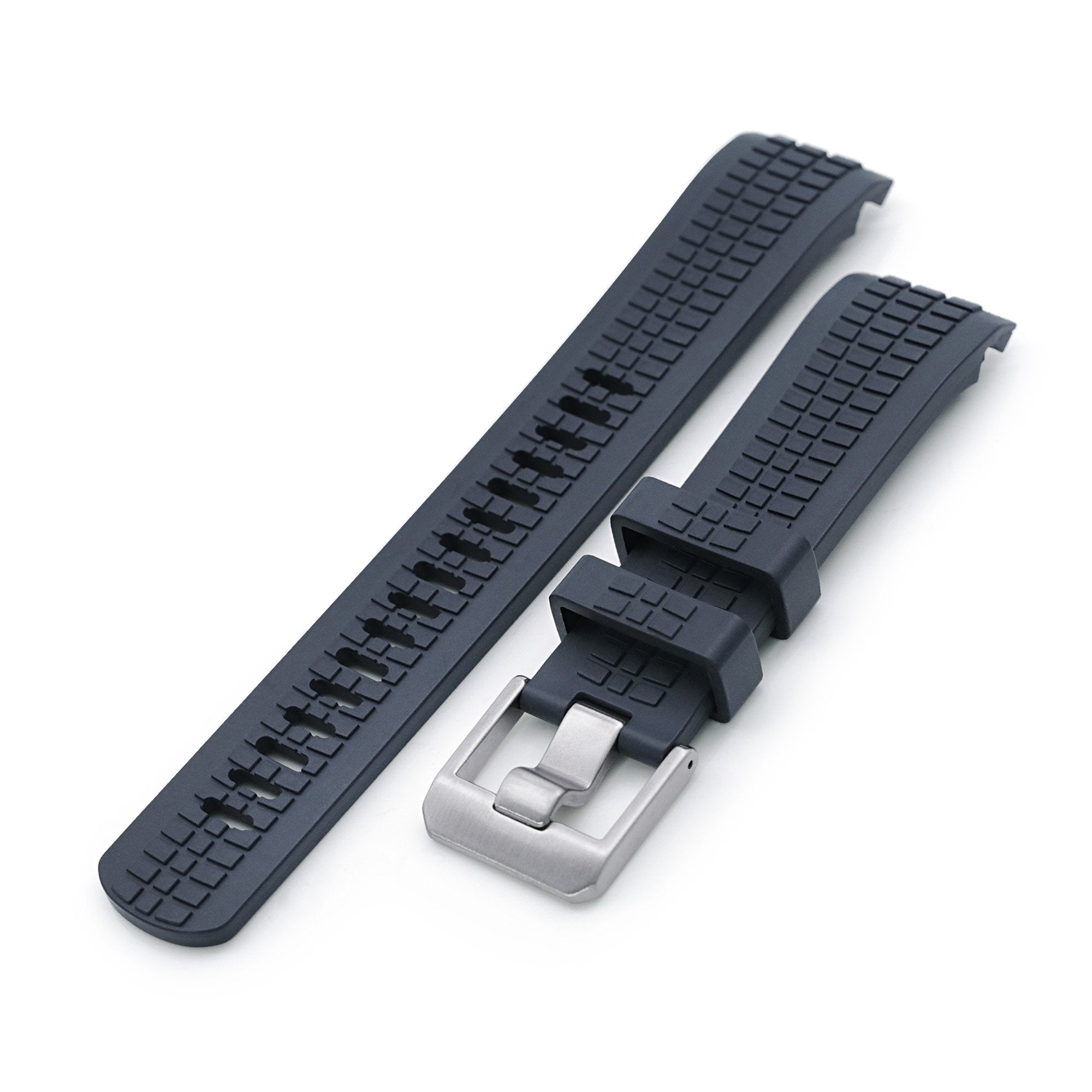 22mm Crafter Blue - CB11 Navy Blue Rubber Curved Lug Watch Strap compatible with Seiko SKX007 Strapcode Watch Bands
