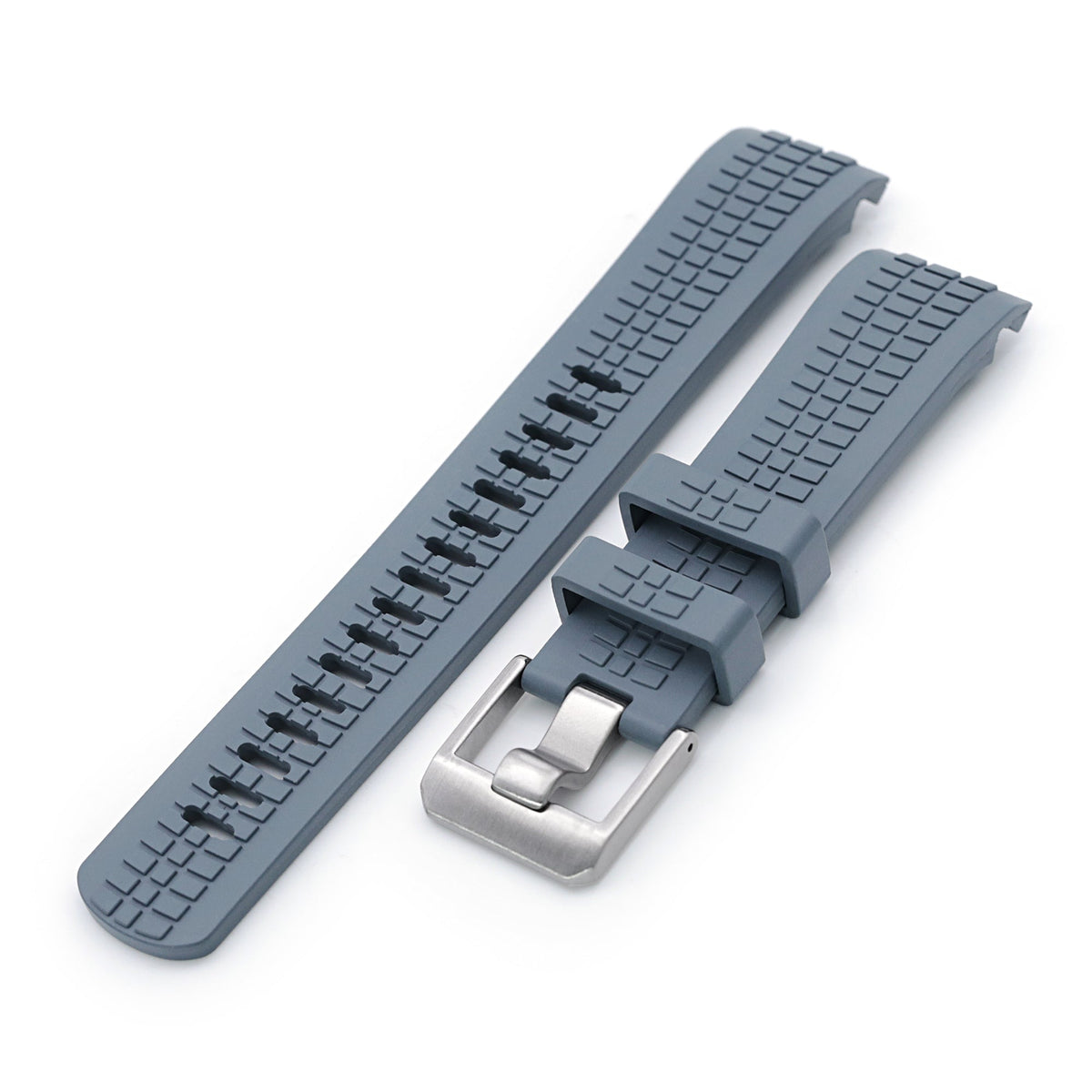 22mm Crafter Blue - CB11 Grey Rubber Curved Lug Watch Strap compatible with Seiko SKX007 Strapcode Watch Bands