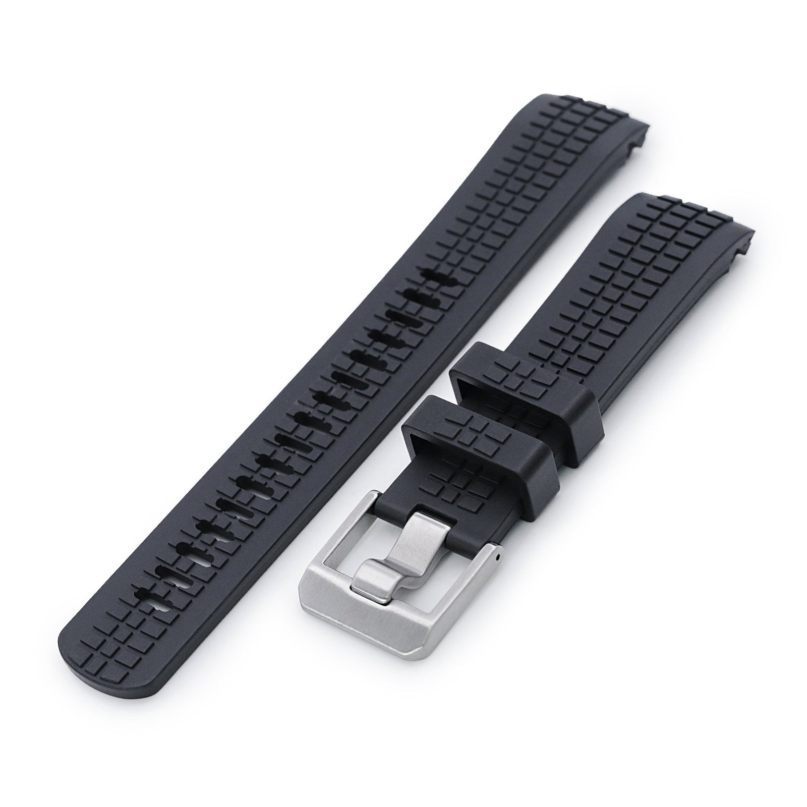 22mm Crafter Blue - CB12 Black Rubber Curved Lug Watch Strap compatible with Seiko new Turtles SRP777 Strapcode Watch Bands
