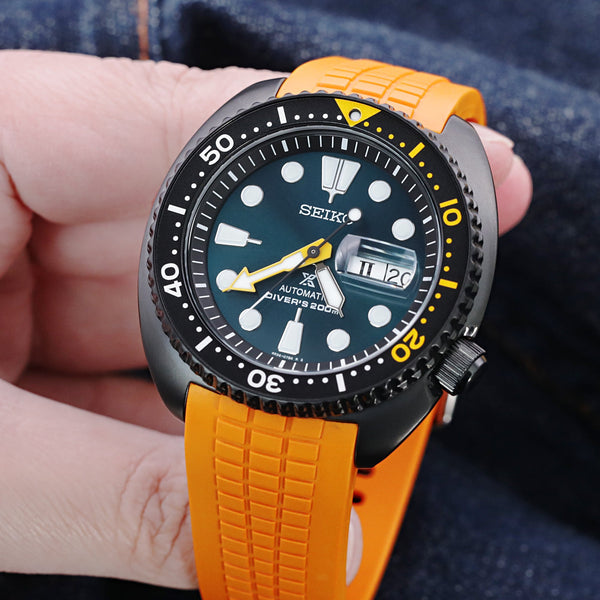 22mm Orange Rubber Strap for Seiko Turtle SRP777 CB12 StrapCode