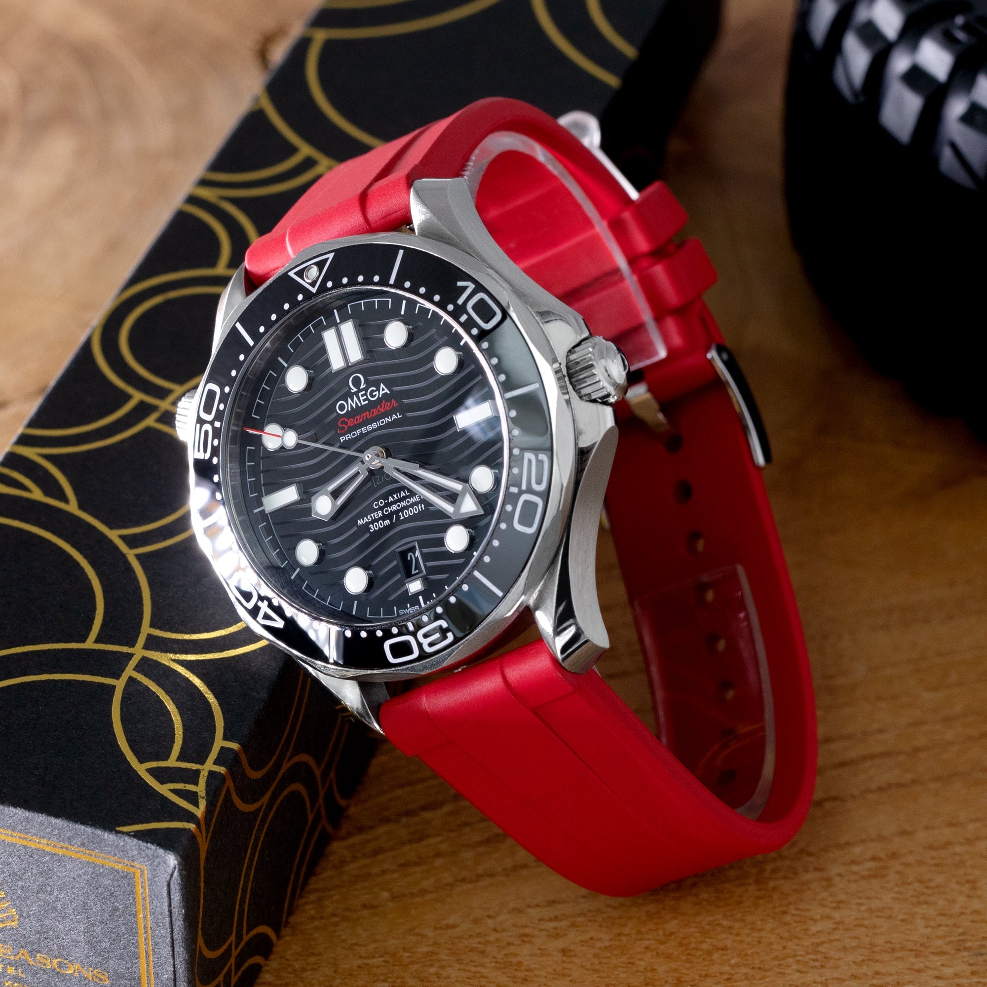 mm Quick Release Watch Band Red Diver FKM Rubber Strap