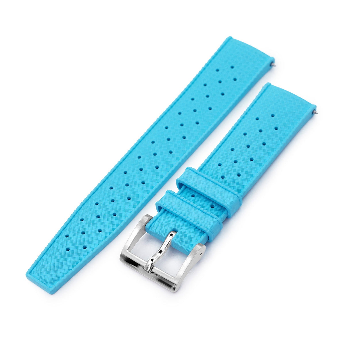 Quick Release Sky Blue Tropical-Style Pro FKM rubber watch strap, 18mm, 20mm or 22mm Strapcode Watch Bands